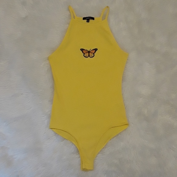 Butterfly Ribbed Halter Bodysuit - Picture 2 of 2